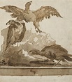 Giovanni Domenico Tiepolo (Venice 1727-1804) , Three eagles on a rock ...