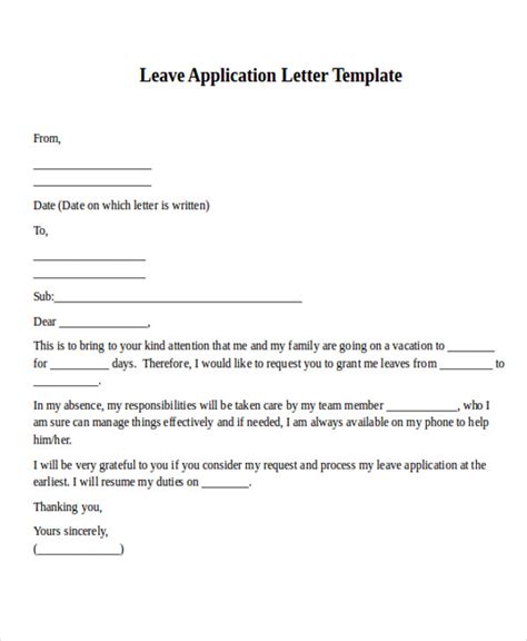 leave application letter  ceo