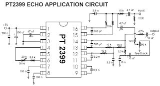 The pt2399 data sheet has complete circuit diagrams, but they are rather messy and most of the pin functions are not explained. Eagle3D Team/vag704-st: PT2399 ECHO