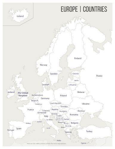 Labeled Printable Europe Countries Map Pdf Europe Map Printable Free