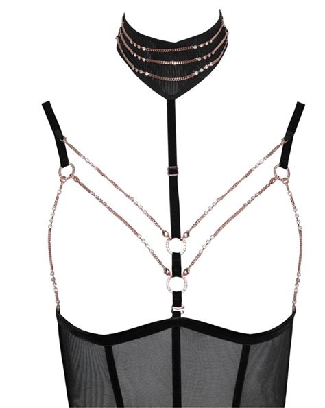 Powernet Cupless Lingerie With Chain Accents Etsy