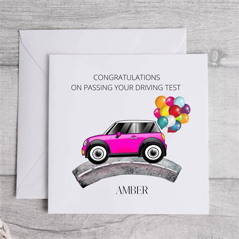 congratulations on passing your driving test card pink car you did it well done card