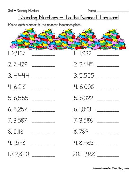 Rounding To The Nearest Thousand Worksheet Have Fun Teaching