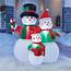 Collections Etc Inflatable Snowman Family Outdoor Winter Decor 