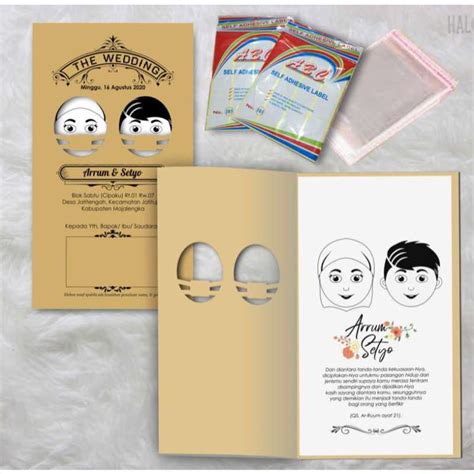 Jual Kartu Undangan Pernikahan Unik Masker Karakter Di Seller Grapik