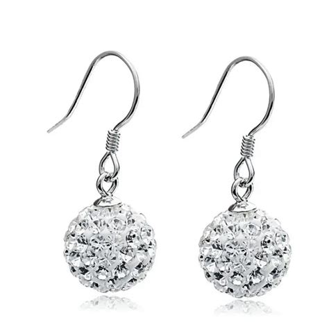 New Classic Drop Earrings Silver Color Rhinestone Disco Ball Crystals