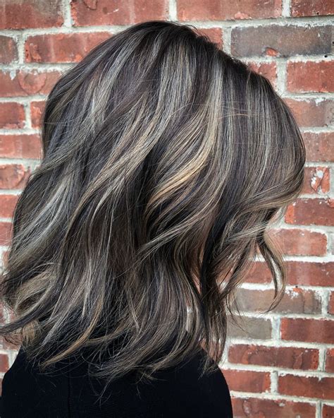 60 Ideas Of Gray And Silver Highlights On Brown Hair Brown Hair With