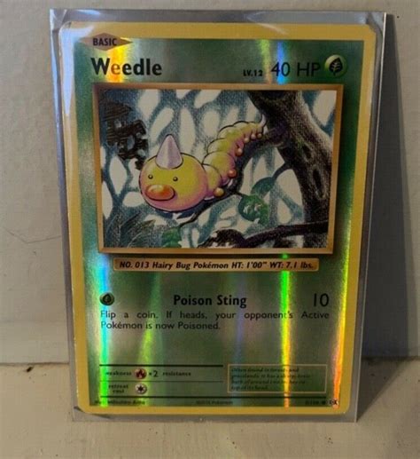 1st Edition Reverse Holo Shiny Weedle Pokemon Card Ebay