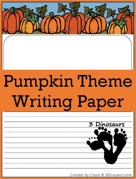 Free Pumpkin Themed Writing Paper 3 Dinosaurs