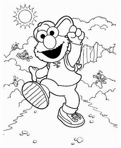 Sesame Coloring Street Elmo Pages Vacation Take