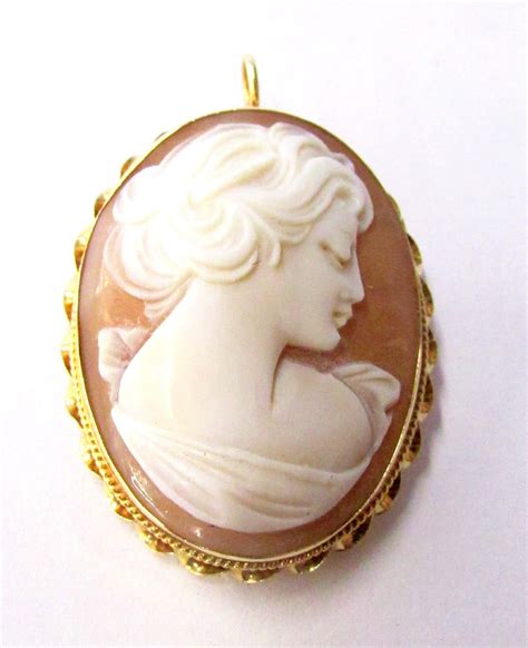 14k Yellow Gold Vintage Hand Carved Italian Shell Cameo Etsy