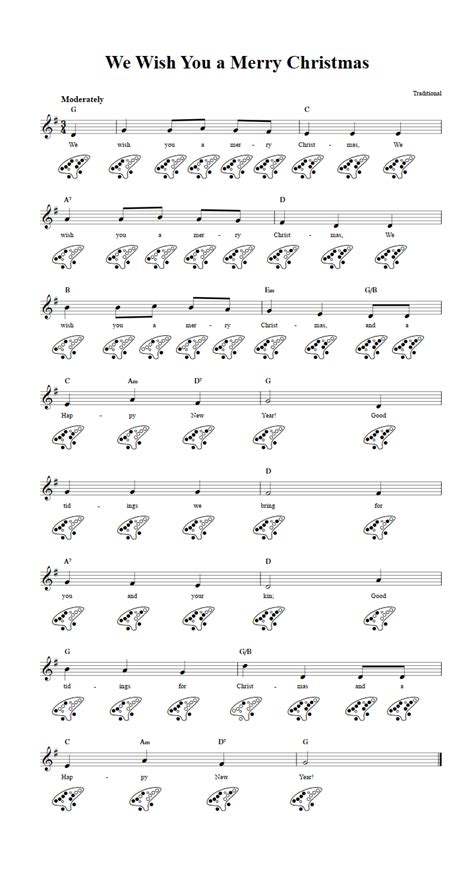 We Wish You A Merry Christmas Chords Sheet Music And Tab For 12 Hole