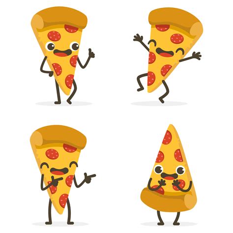 Set Of Cute Pizza Cartoon Food Characters Isolated On White 17214659