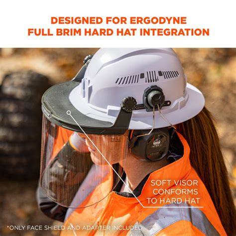 Ergodyne 60245 8995 Clear Lens Gray Hard Hat Face Shield For Full Brim