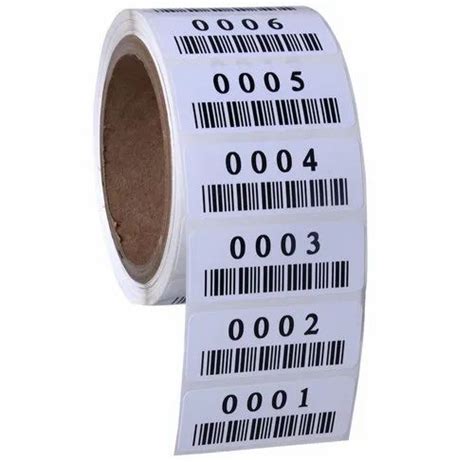 White Printed Polyester Barcode Label Packaging Type Roll Size