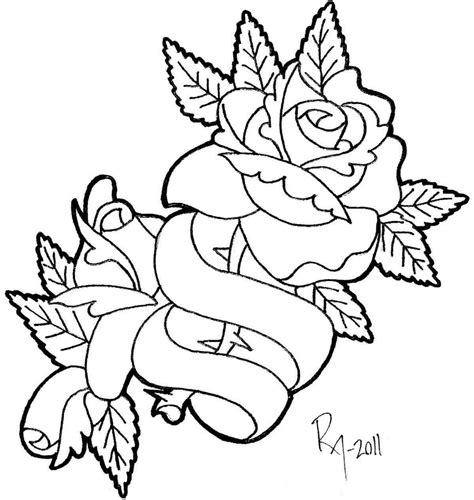 Rose With Ribbon Drawing At Explore Collection Of