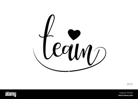 Team Word Text With Black And White Love Heart Suitable For Card