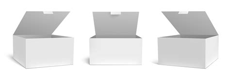Realistic Open Box Mockup White Packaging T Boxes Opened Package