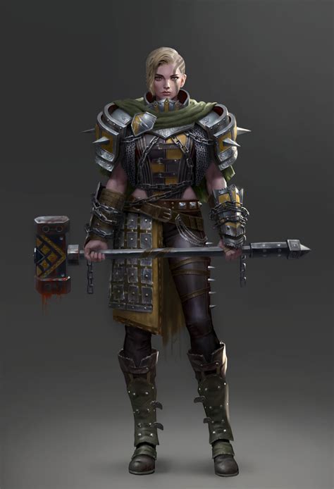 Artstation Hammer Warrior Seseon Yoon Warrior Woman Fantasy