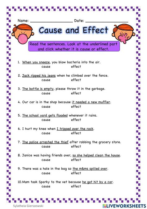 Cause And Effect Interactive Exercise For 3 Cause And Effect Worksheets Cause And Effect