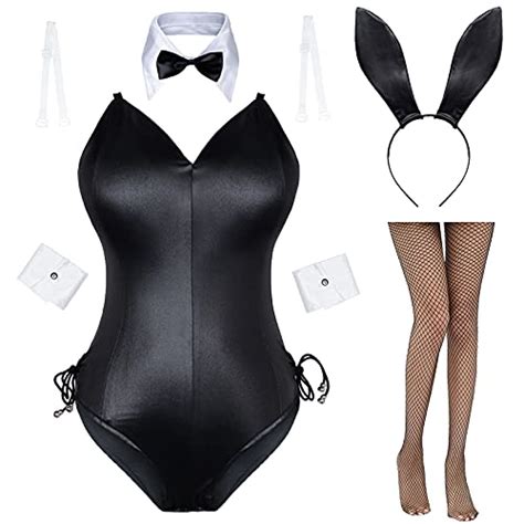 Aimina Womens Bunny Girl Senpai Cosplay Anime Role Costume One Piece Bodysuit Removable Padded