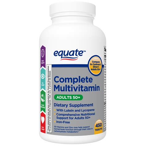 Equate Complete Multivitamin Tablets, Adults 50+, 450 ...