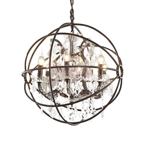 A single clear glass ball finial drops from the center for sparkling punctuation. RH Foucault's Orb Clear Crystal Chandelier design - An ...