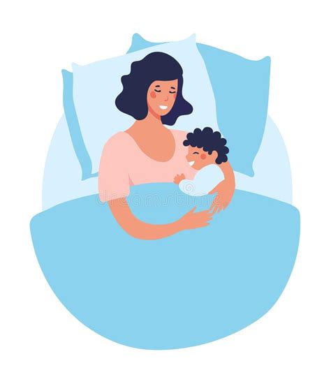 Una Joven Madre Duerme Con Un Bebé Recién Nacido Sueño Conjunto Con Un