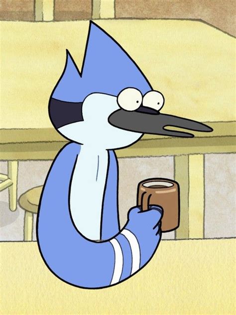 A Cartoon Character Holding A Cup Of Coffee