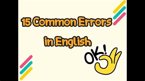 Common Errors In English Youtube