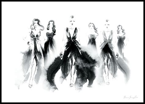Posters With Fashion Black And White Aquarelle With