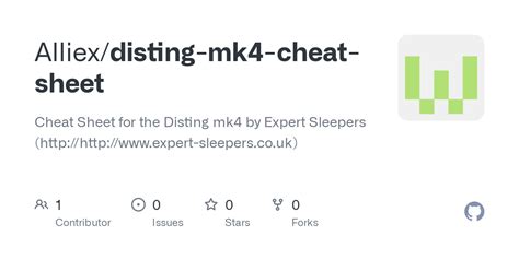 Github Alliexdisting Mk4 Cheat Sheet Cheat Sheet For The Disting