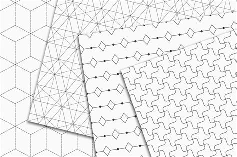 10 Seamless Line Art Geometric Vector Patterns