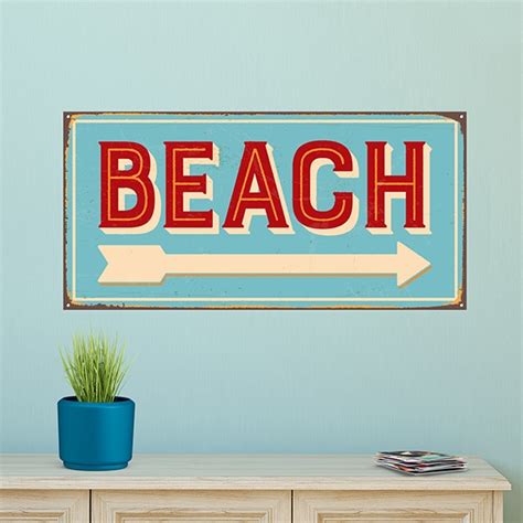 Beach Sign Retro Sticker