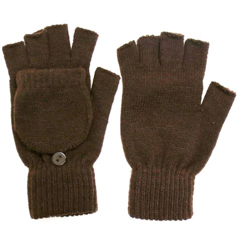 Winter Fingerless Gloves With Flap Cover Mitten Gloves 56brown
