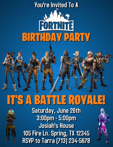 Fortnite Party Invite Template