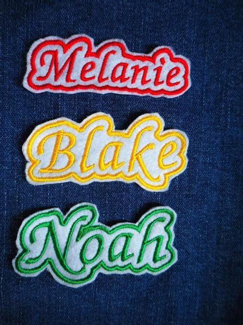 Embroidered Name Patch 10 Colours Available Etsy Name Patches