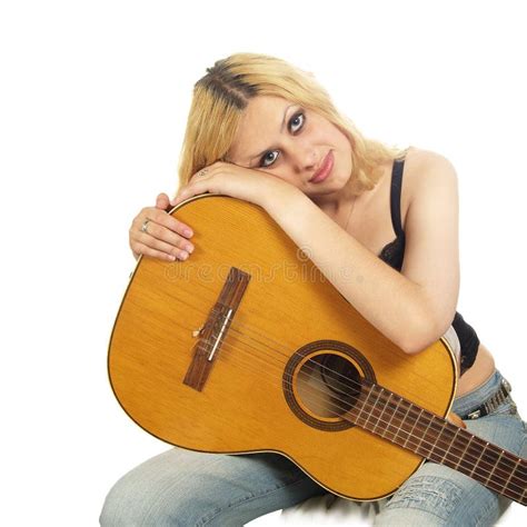 Portrait Of Young Woman With Guitar Stock Image Image Of Music