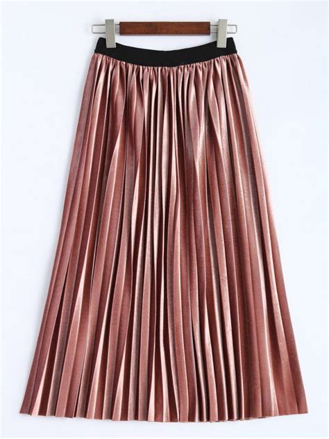 2018 Accordion Pleat Skirt In Deep Pink One Size Zaful