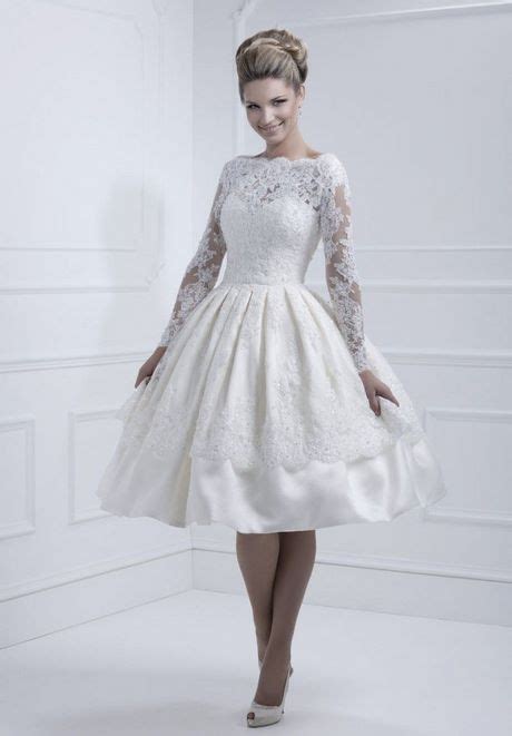 Short Long Sleeve Lace Wedding Dress