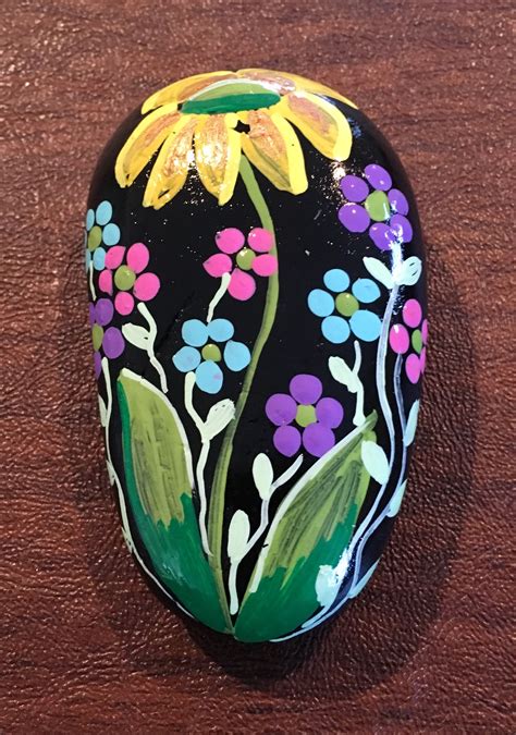 Flowers Painted On A Rock By Linda Hallett Painted Rock Flower