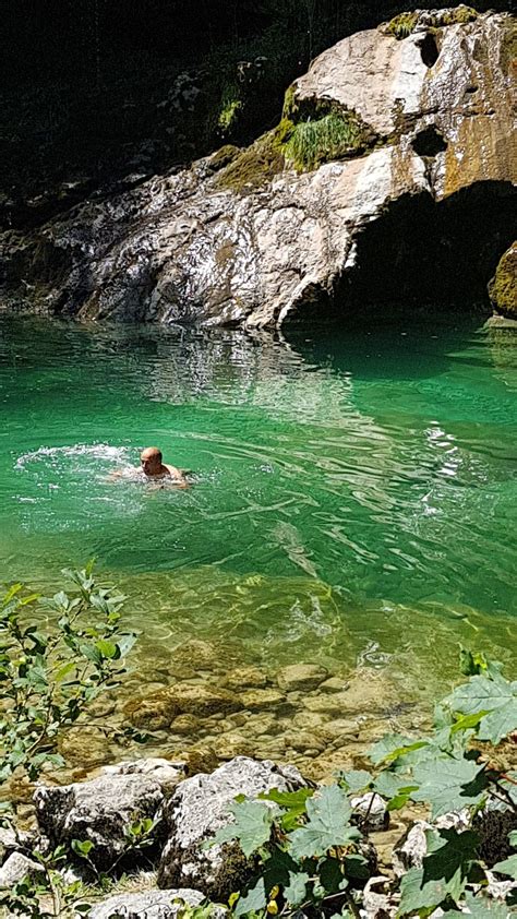 Virje Waterfall And Pool Bovec Slovenia The Water Is Cold So Only The