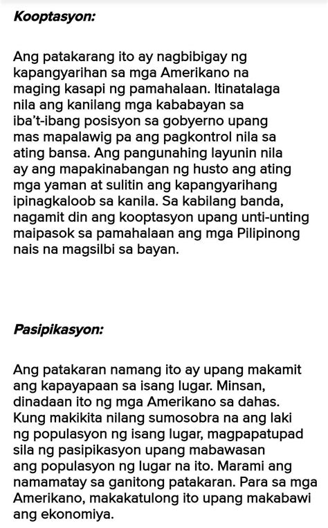 Paghambingin Ang Patakarang Kooptasyon At Patakarang Pasipikasyon Gamit Ang Talahanayan Sa Ibaba