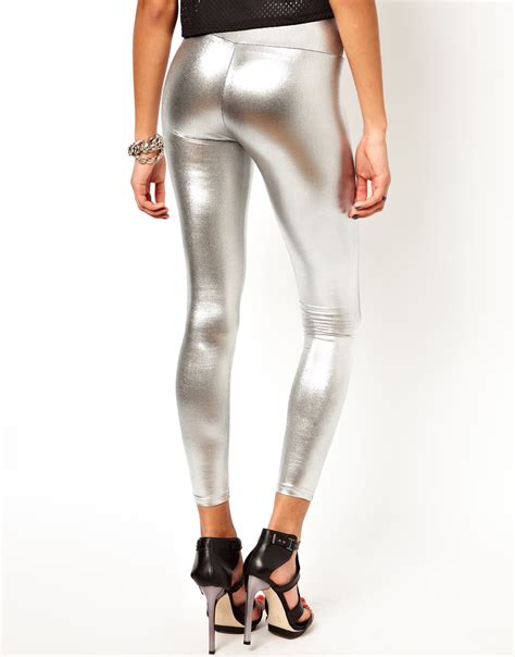 River Island Silver Metallic Legging Lyst