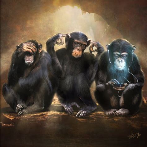 Three Monkeys Painting Three Wise Monkeys By Vinghen On Deviantart Riset