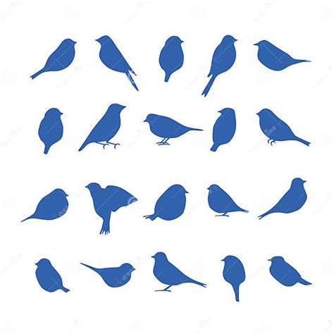 Vector Set Of Bird Silhouettes Stock Vector Illustration Of Line