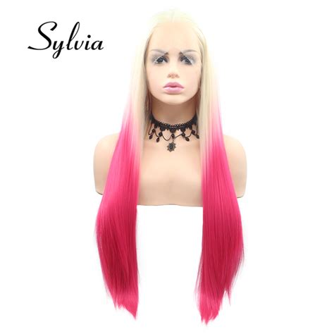 Sylvia 613 Blonde To Pink 2t Ombre Silky Straight Synthetic Lace Front