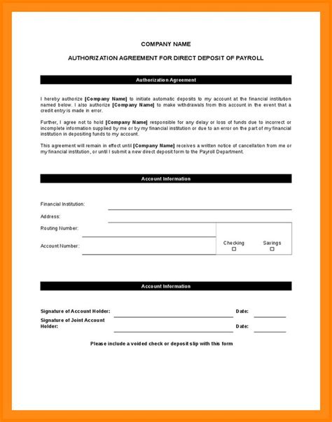 Chase Direct Deposit Authorization Form New 8 Direct Deposit Template