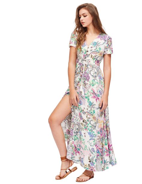 milumia womens button up split floral print flowy party maxi dress large pink to view further
