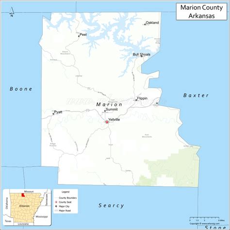 Map Of Marion County Arkansas Where Is Located Cities Population